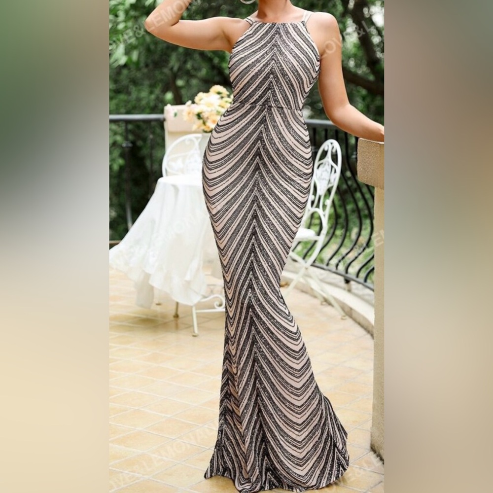 Chic Chevron Evening Dress